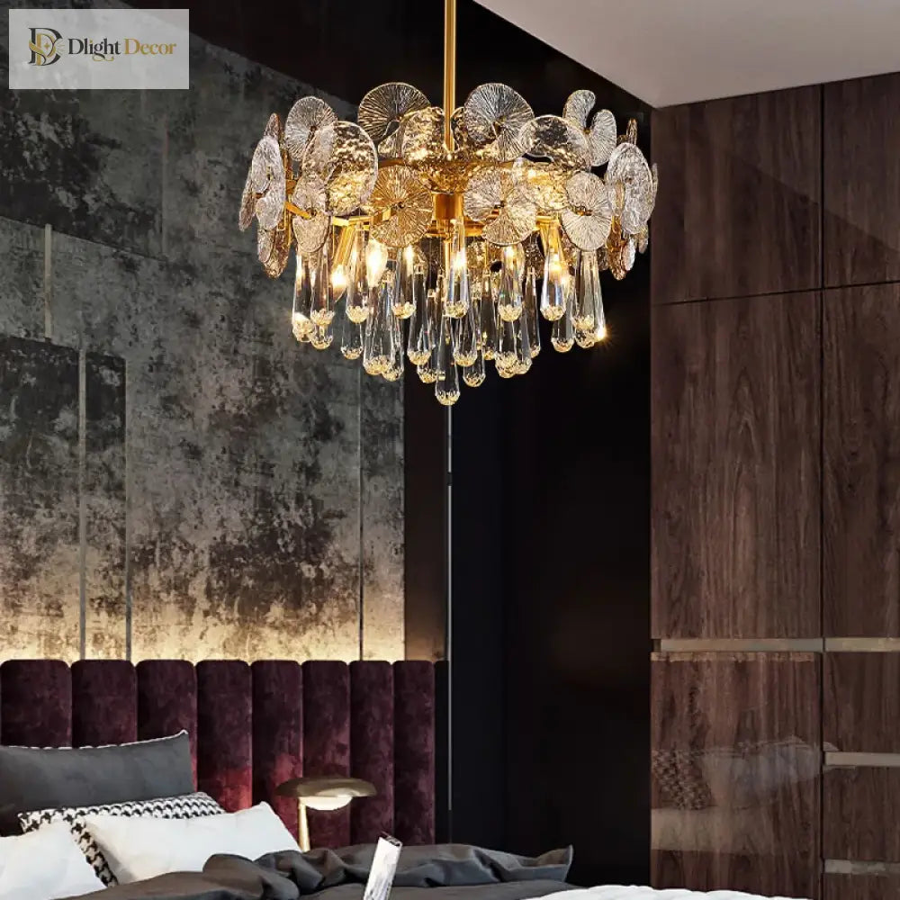 LED Modern Crystal Flower Chandelier | Bedroom Lighting