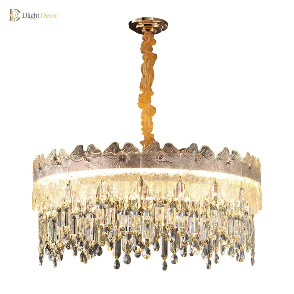 LED Modern Crystal Gold Chandelier | Kitchen Island Lighting