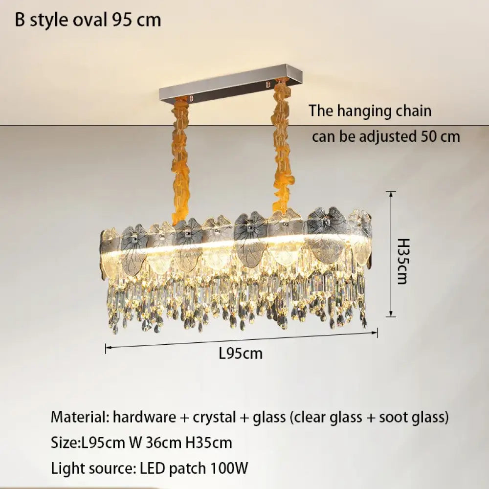 LED Modern Crystal Gold Chandelier | Kitchen Island Lighting