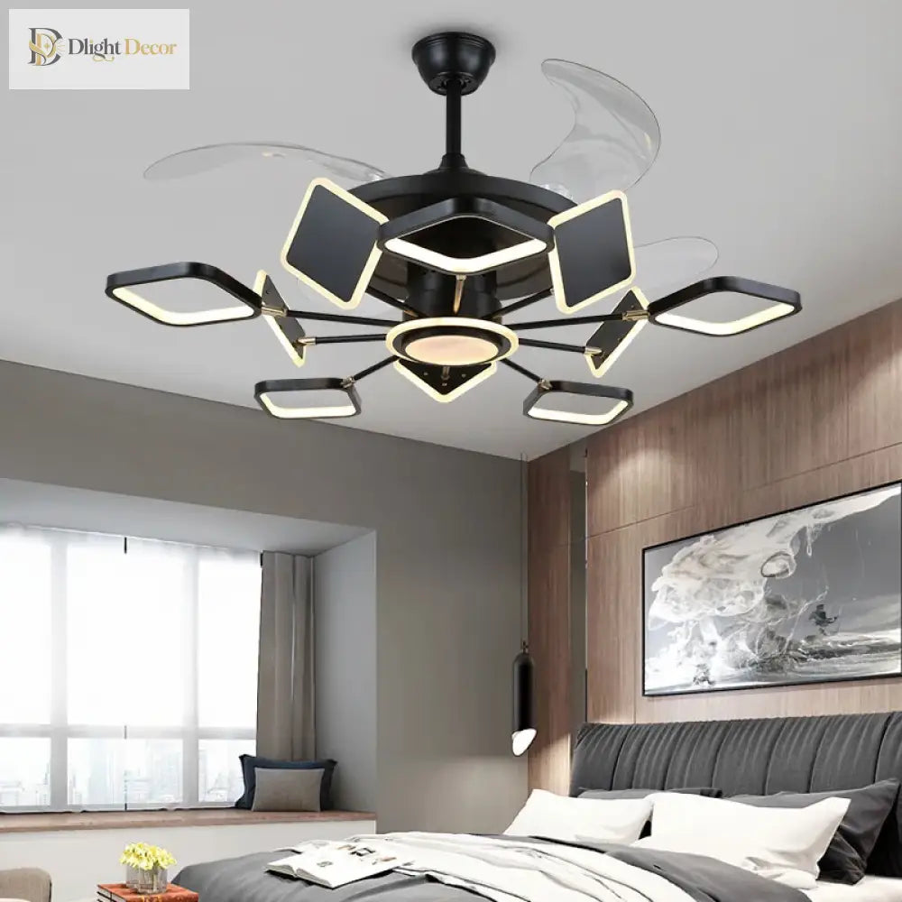 LED Nordic Ceiling Fan Light | Modern Interior Lighting