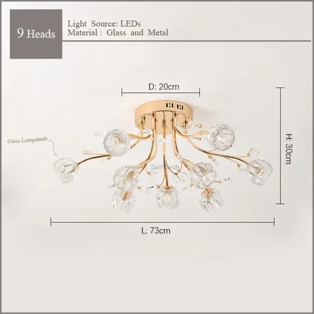 LED Nordic Crystal Chandelier | Modern Bedroom Lighting