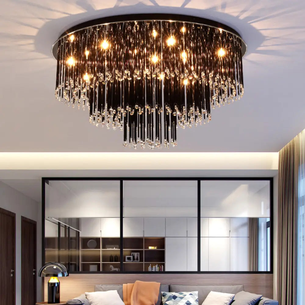 Modern Crystal Black Chandelier | Modern Bedroom Lighting
