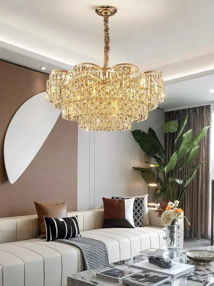 Modern Crystal Gold Chandelier | Modern Bedroom Lighting