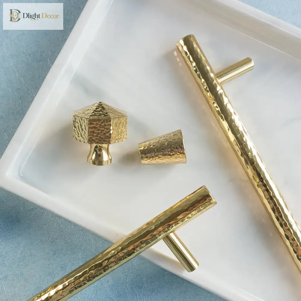 Nordic Handmade Brass Hammered Cabinet Handles – High-End Pulls for Drawers, Wardrobes, and Kitchen Furniture