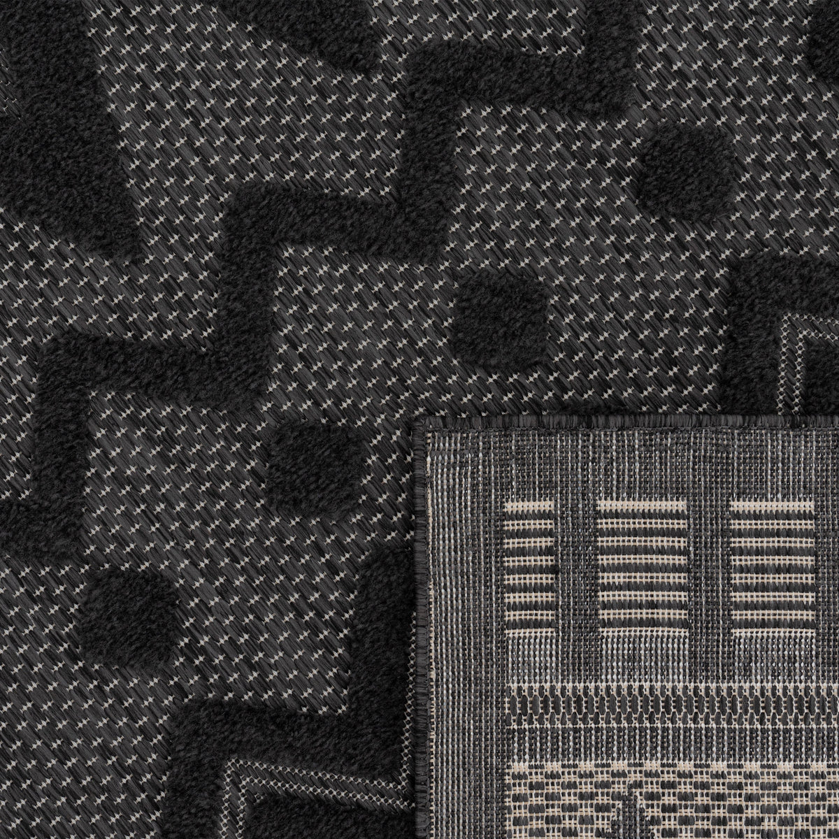 Indoor Outdoor Rug Livorno Geometric Trellis Pattern In Anthracite