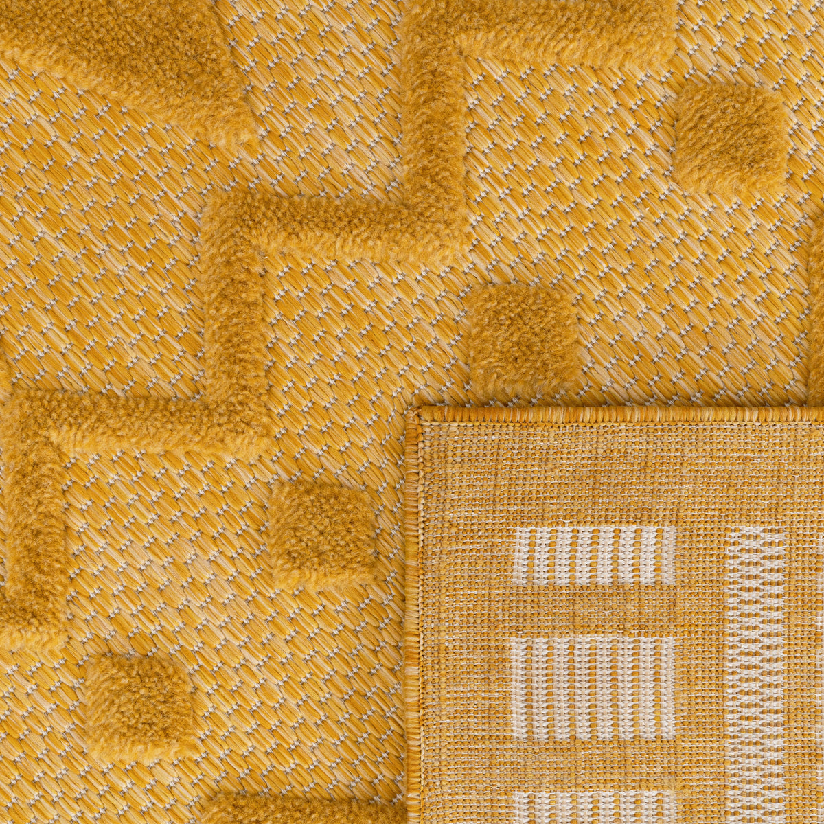 Indoor Outdoor Rug Livorno Geometric Trellis Pattern In Yellow