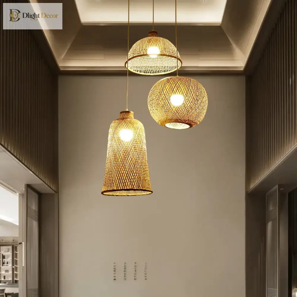 Set Modern Rattan Pendant Light | Dining Room Lighting