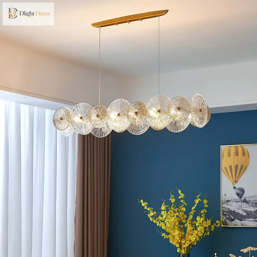 Sleek Glass Gold Chandelier | Modern Dining Room Lighting