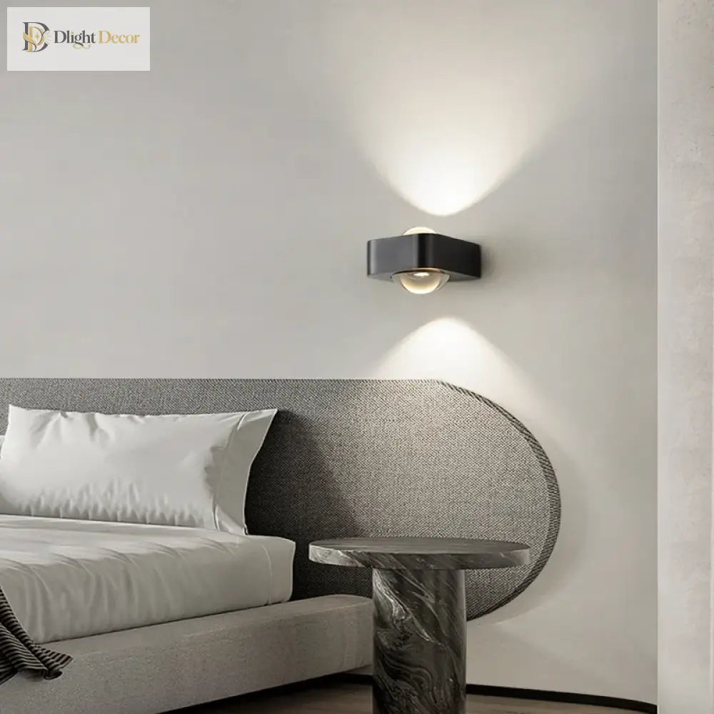 Square LED Modern Copper Wall Sconce | Bedroom Lighting