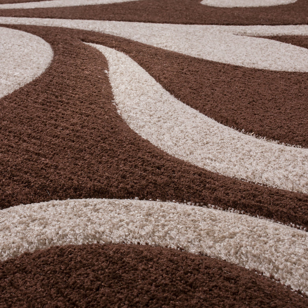 Area Rug Lafleur Modern Floral Pattern with Contour Cut - Brown