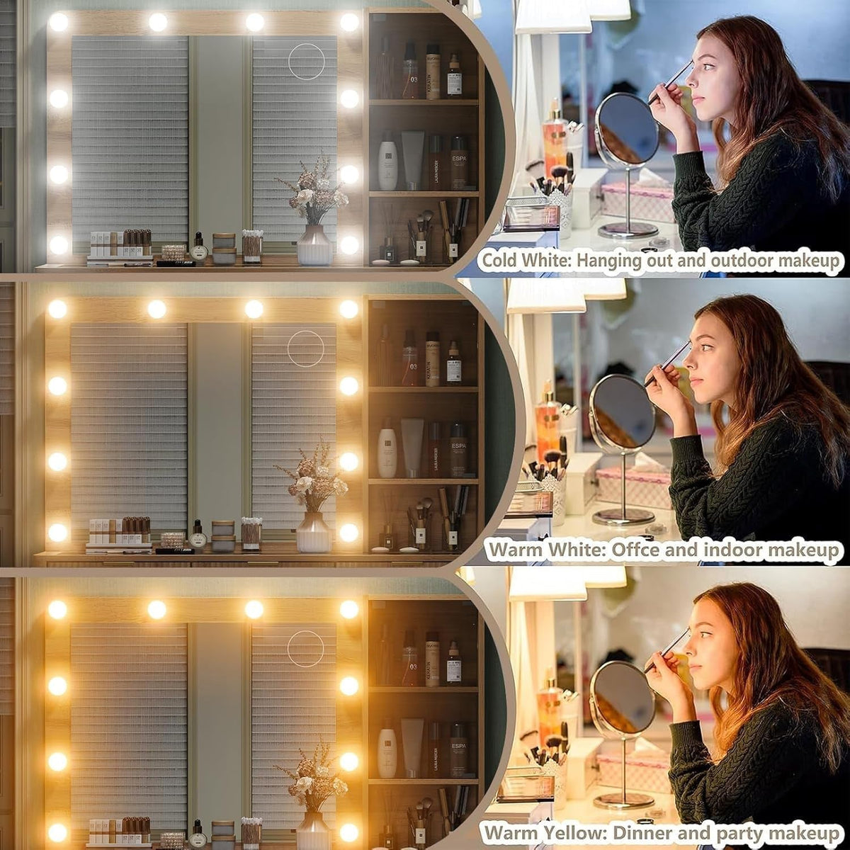 7-Drawer LED Mirror Vanity Desk - Yanosaku