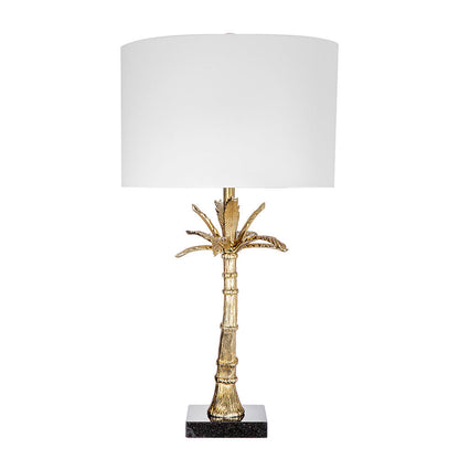 Gold Leaf Table Lamp with Marble Base - Gold