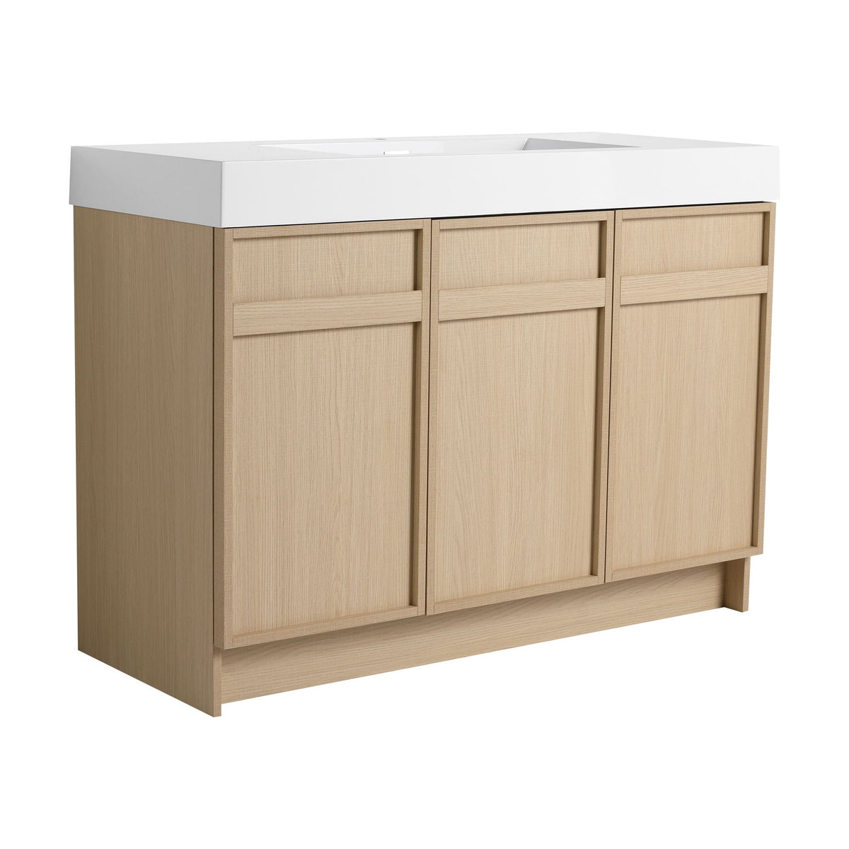 Light Brown Freestanding Bathroom Vanity with Resin Sink &amp; Soft Close Cabinet Doors