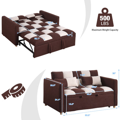 3-in-1 Convertible Sleeper Sofa Bed – Small Pull-Out Loveseat with Adjustable Backrest