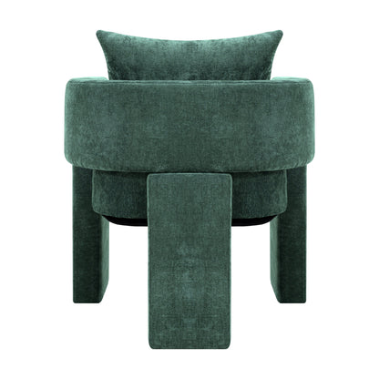 Modern 3-Leg Chenille Accent Chair with Ergonomic Arms &amp; Removable Pillow