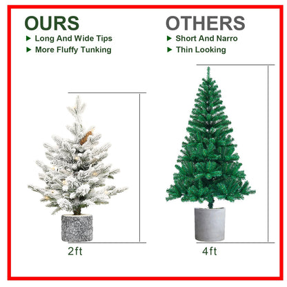 2FT Flocked Christmas Tree with Pot Base