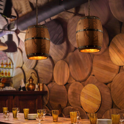 Wooden Barrel Chandelier