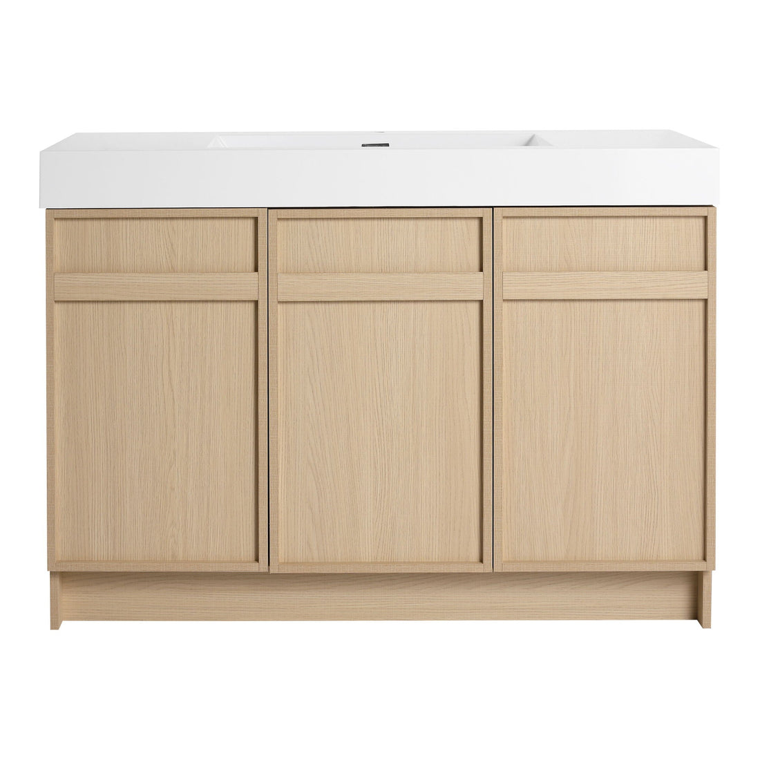 Light Brown Freestanding Bathroom Vanity with Resin Sink &amp; Soft Close Cabinet Doors