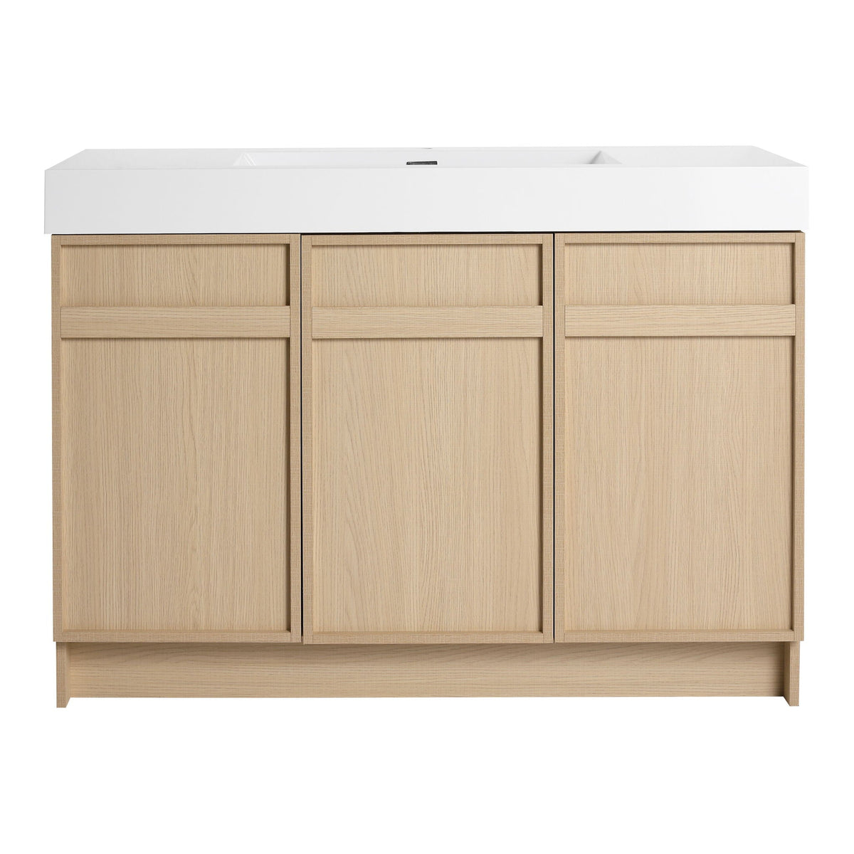 Light Brown Freestanding Bathroom Vanity with Resin Sink &amp; Soft Close Cabinet Doors