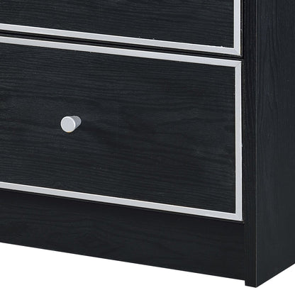 Modern Black Nightstand Table with Two Drawers - Black