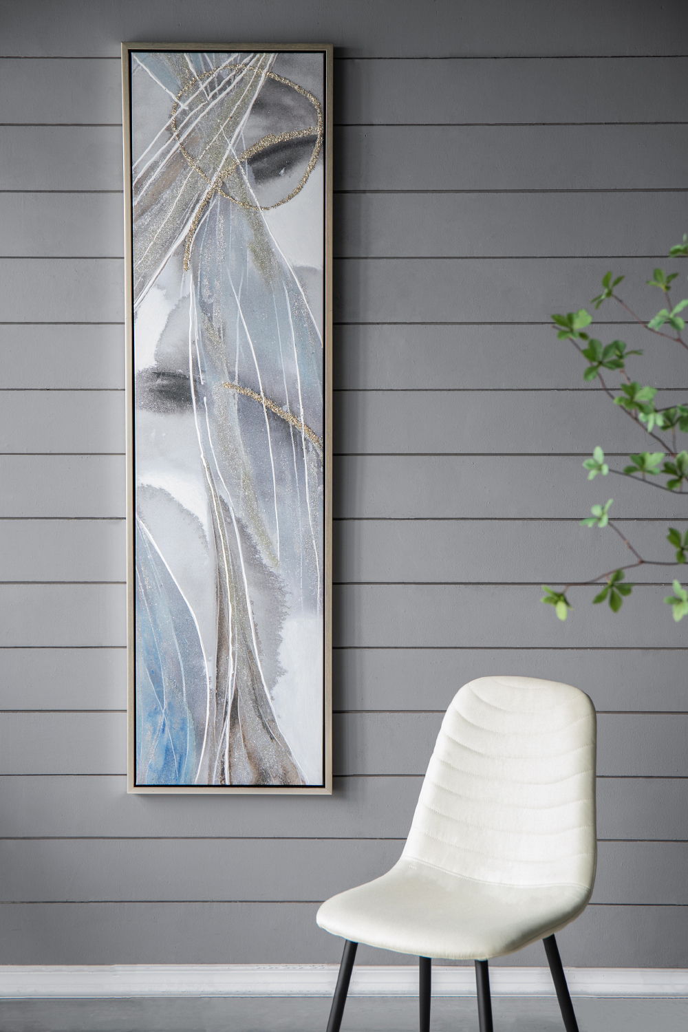 Elongated Modern Abstract Oil Paintings Wall Art Set of 2 - Multicolor