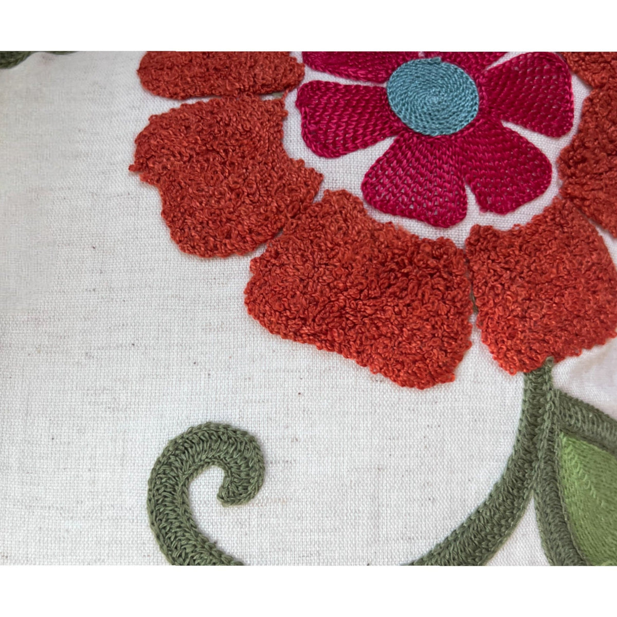 18x18" Embroidered Floral Boho Floral Throw Pillow Decorative Cover