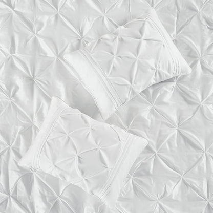 7 Piece Tufted Comforter Set with Hypoallergenic Filling - White