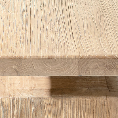 Solid Block Plinth End Table with Reclaimed Elm - Heritage Light Natural Brown
