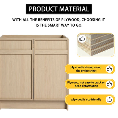 Light Brown Freestanding Bathroom Vanity with Resin Sink &amp; Soft Close Cabinet Doors