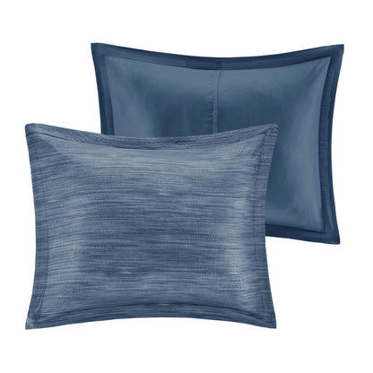 Navy Seersucker Comforter Set with Hypoallergenic Filling - King