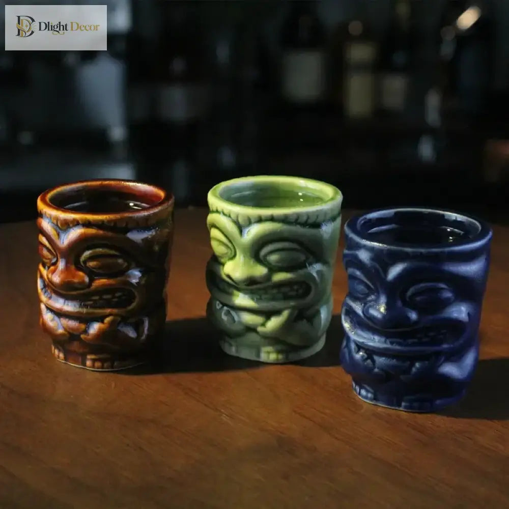 60ml Ceramic Tiki Mug – Hawaiian Cocktail Cup for Home Bars &amp; Parties | Dlight Decor