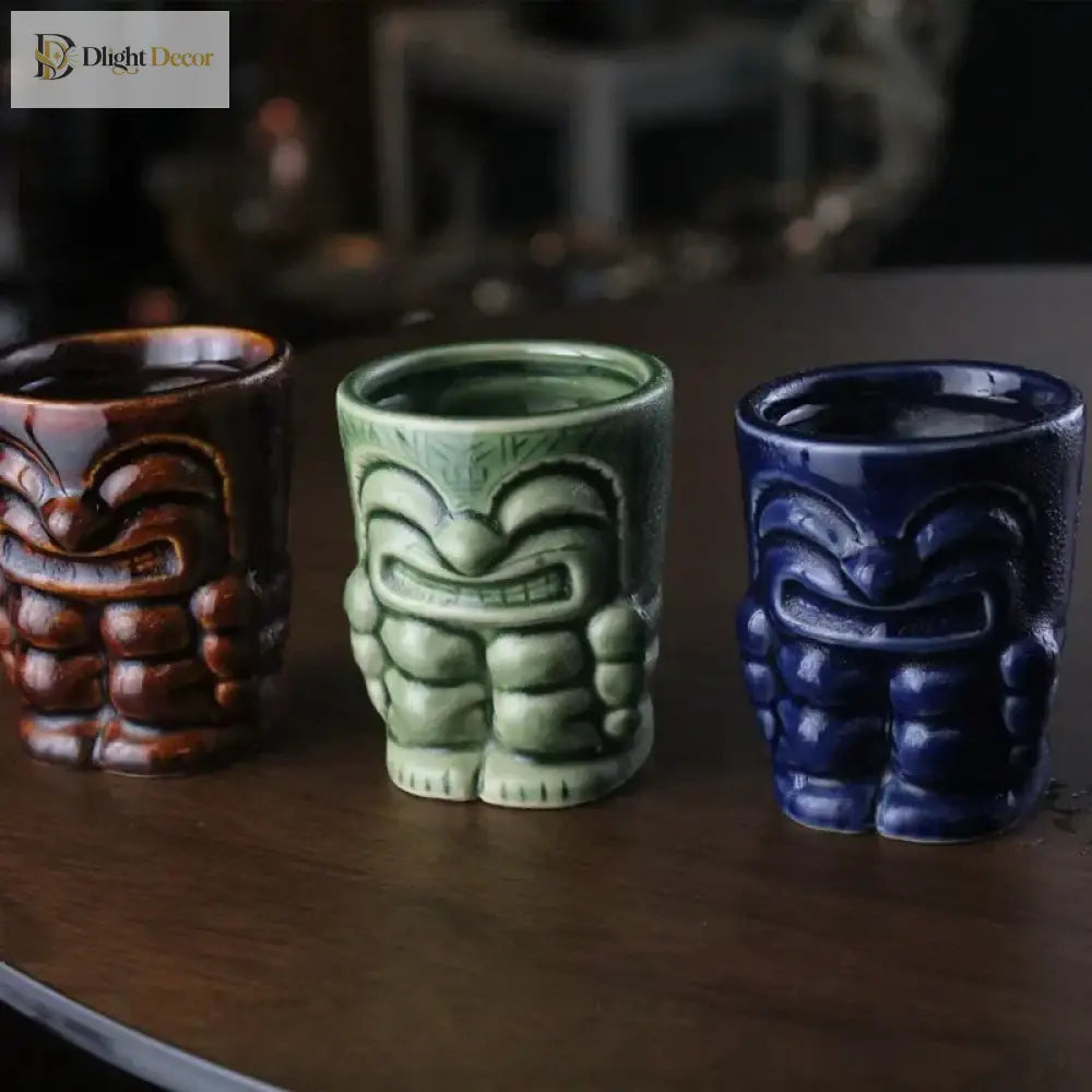 60ml Ceramic Tiki Mug – Hawaiian Cocktail Cup for Home Bars &amp; Parties | Dlight Decor