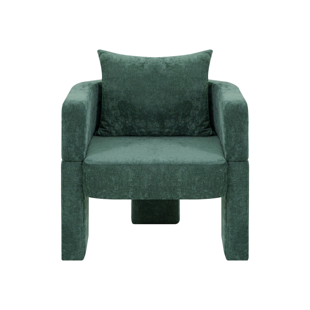 Modern 3-Leg Chenille Accent Chair with Ergonomic Arms &amp; Removable Pillow