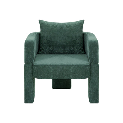Modern 3-Leg Chenille Accent Chair with Ergonomic Arms &amp; Removable Pillow