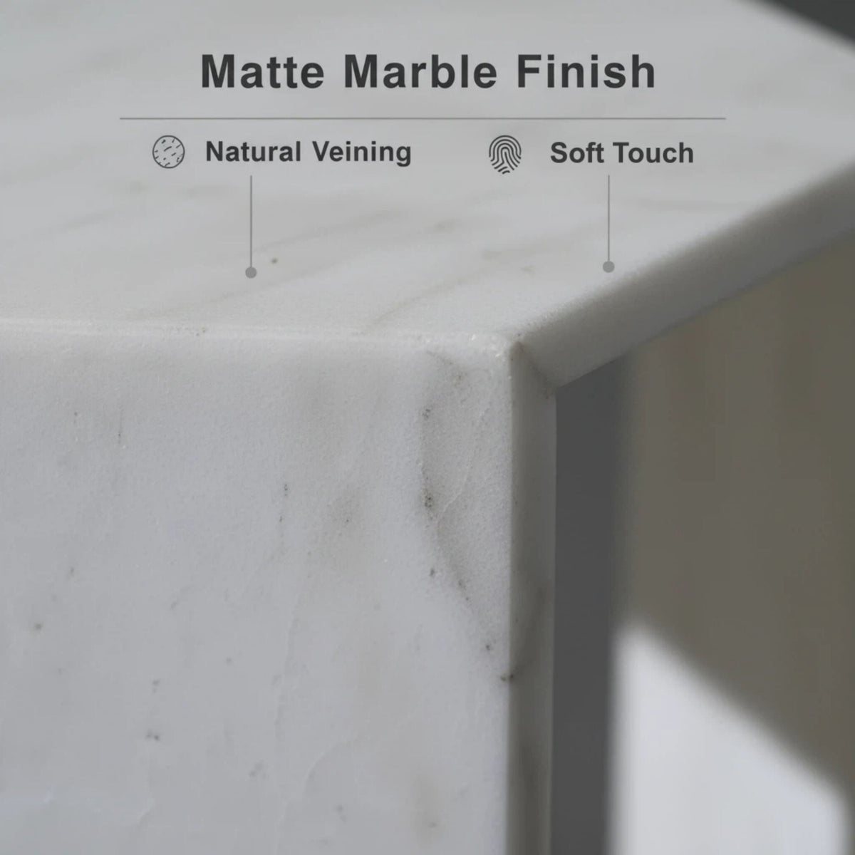 Modern Minimalist Hexagon Side Table with Honed Marble Finish - Gold, White, Pink, Dark Green, Dark Gray