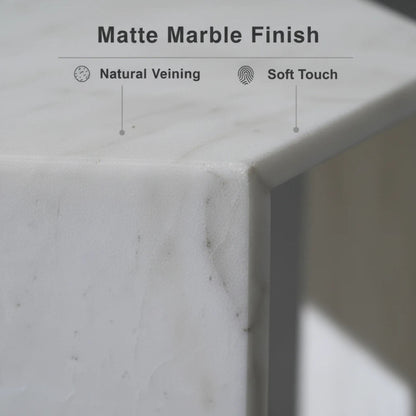 Modern Minimalist Hexagon Side Table with Honed Marble Finish - Gold, White, Pink, Dark Green, Dark Gray
