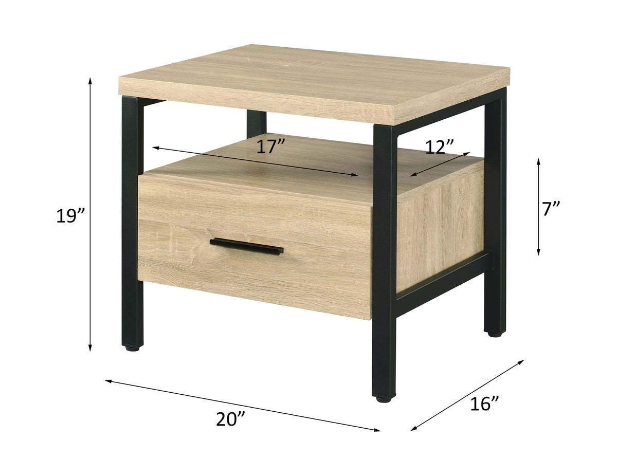 Oak Finish Nightstand with 1 Drawer and 1 Shelf - Modern Storage