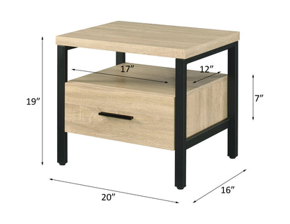 Oak Finish Nightstand with 1 Drawer and 1 Shelf - Modern Storage