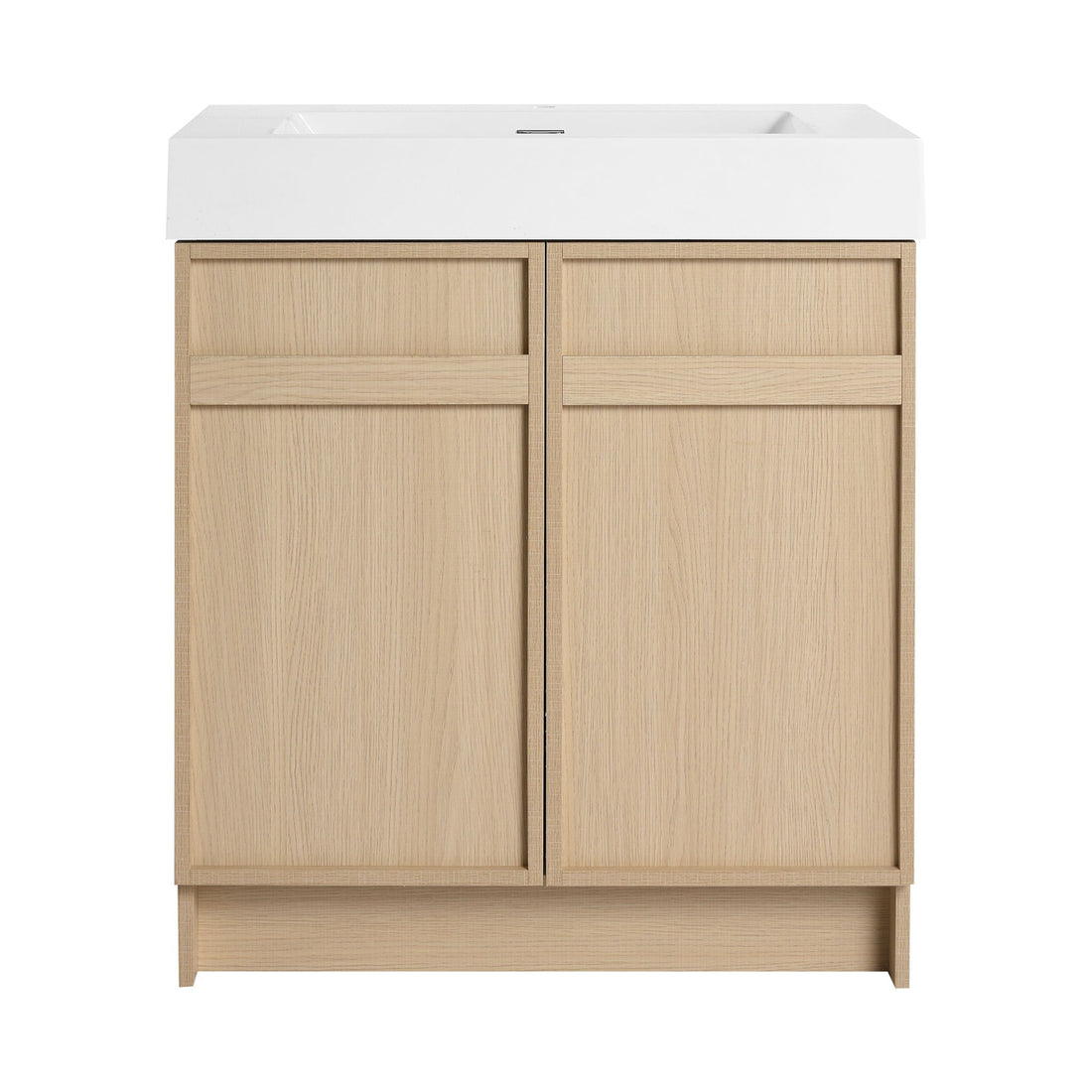 Light Brown Freestanding Bathroom Vanity with Resin Sink &amp; Soft Close Cabinet Doors