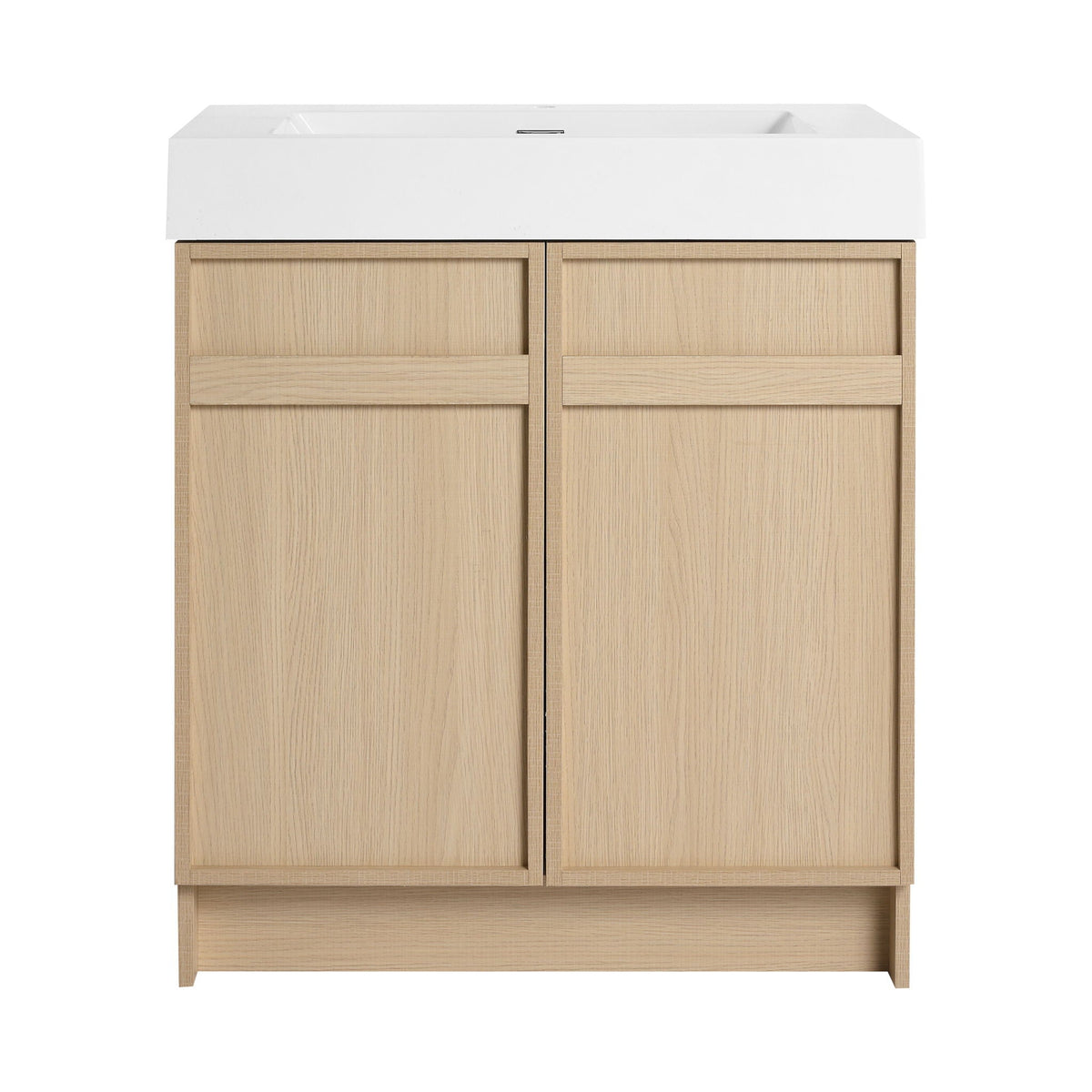 Light Brown Freestanding Bathroom Vanity with Resin Sink &amp; Soft Close Cabinet Doors