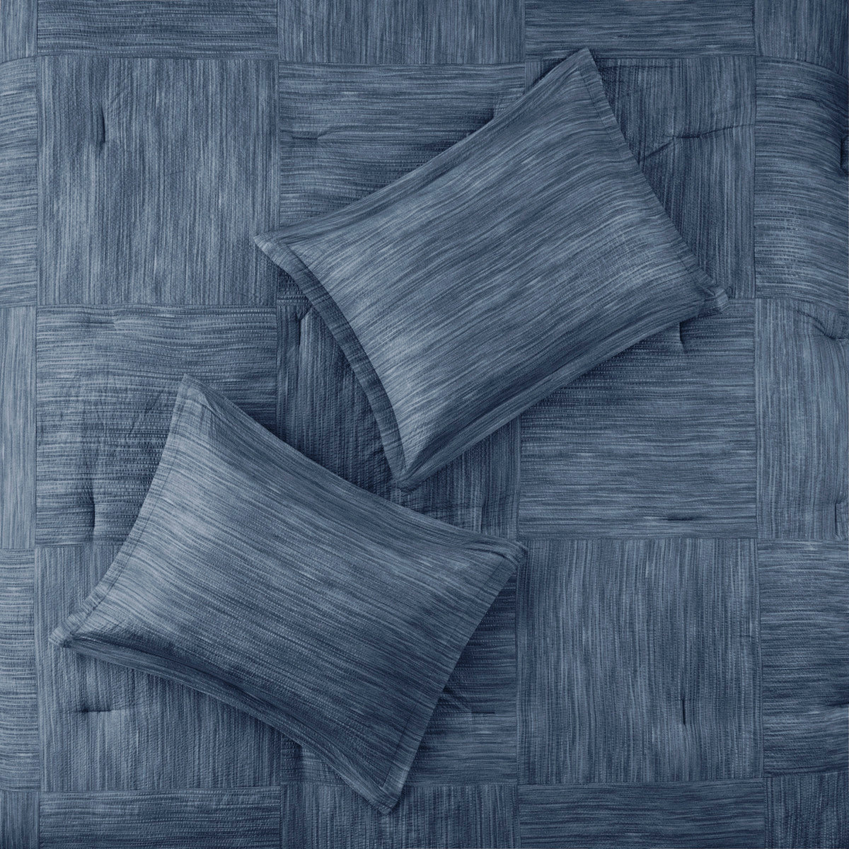 Navy Seersucker Comforter Set with Hypoallergenic Filling - King