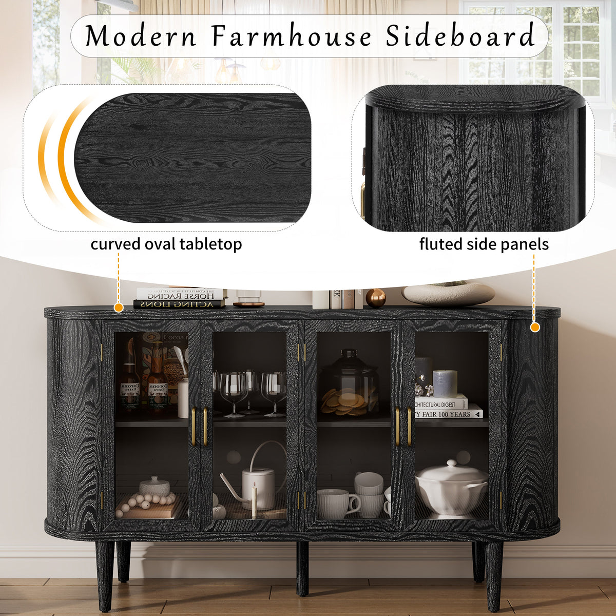 Farmhouse Sideboard Cabinet with Storage