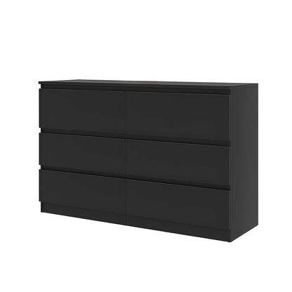 6 Drawer Dresser with Spacious Countertop and Concealed Handles - White or Black