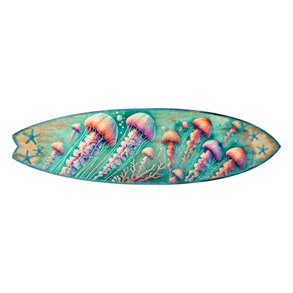 Jellyfish Surfboard Wall Art – Handcrafted Underwater Coastal Decor by G.DeBrekht – Ocean-Inspired Wooden Accent for Indoor &amp; Outdoor – 8490153HS