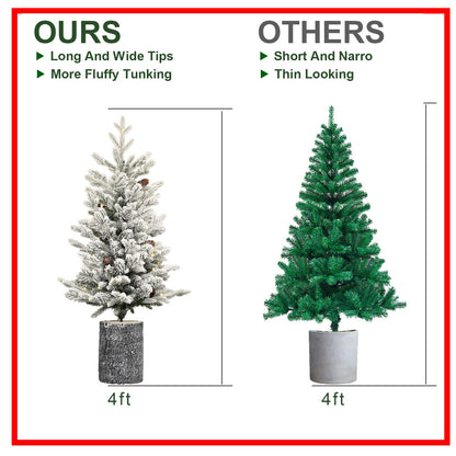 2FT Flocked Christmas Tree with Pot Base