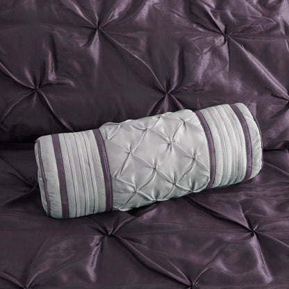 7 Piece Tufted Comforter Set in Plum for King Beds