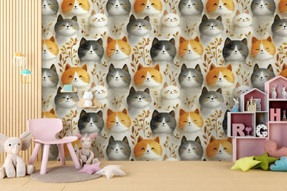 Whispering Whiskers &amp; Leaves Wallpaper