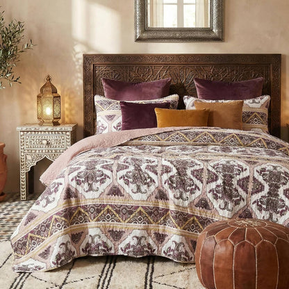 DaDa Bedding Majestic Oriental Kilim Bedspread - Royal Persian Traditional Design Intricate Ornate Ornament Print Coverlet w/ Shams