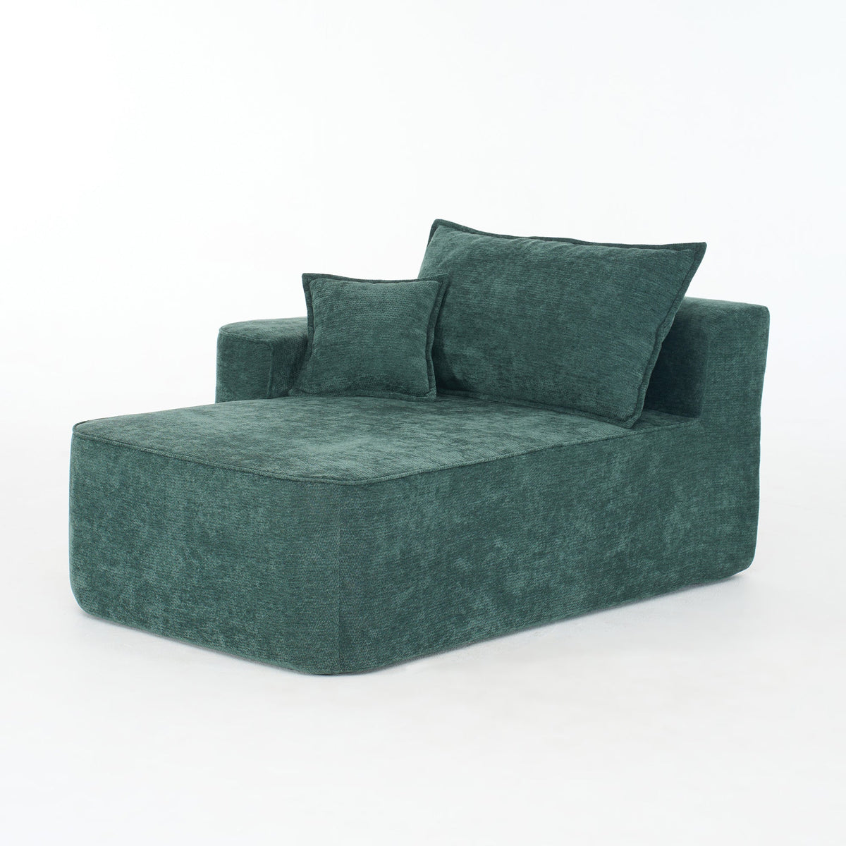 Modern Green Chenille L Shaped Sectional Sofa with Chaise