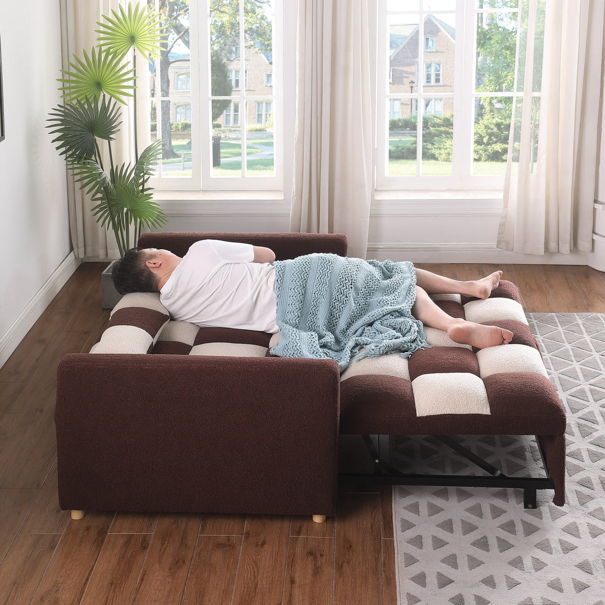 3-in-1 Convertible Sleeper Sofa Bed – Small Pull-Out Loveseat with Adjustable Backrest
